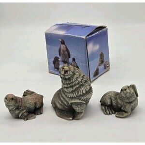 Vintage Animal Family Seal Family Figurine Set Of 3 Miniature Cute Seals Decor